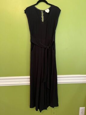 Maeve Crinkle Fabric Waist Tie Jumpsuit with Pockets